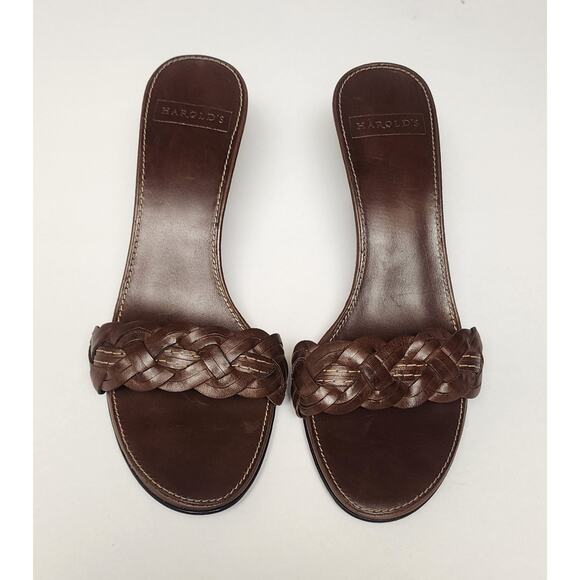 Harold's Tania Brown Leather Slide Sandals Size 6M - Picture 3 of 8